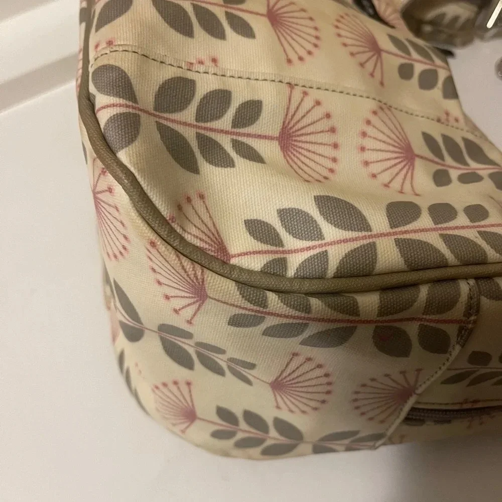PETUNIA PICKLE BOTTOM Shoulder Diaper Bag Green & cream Floral Big
